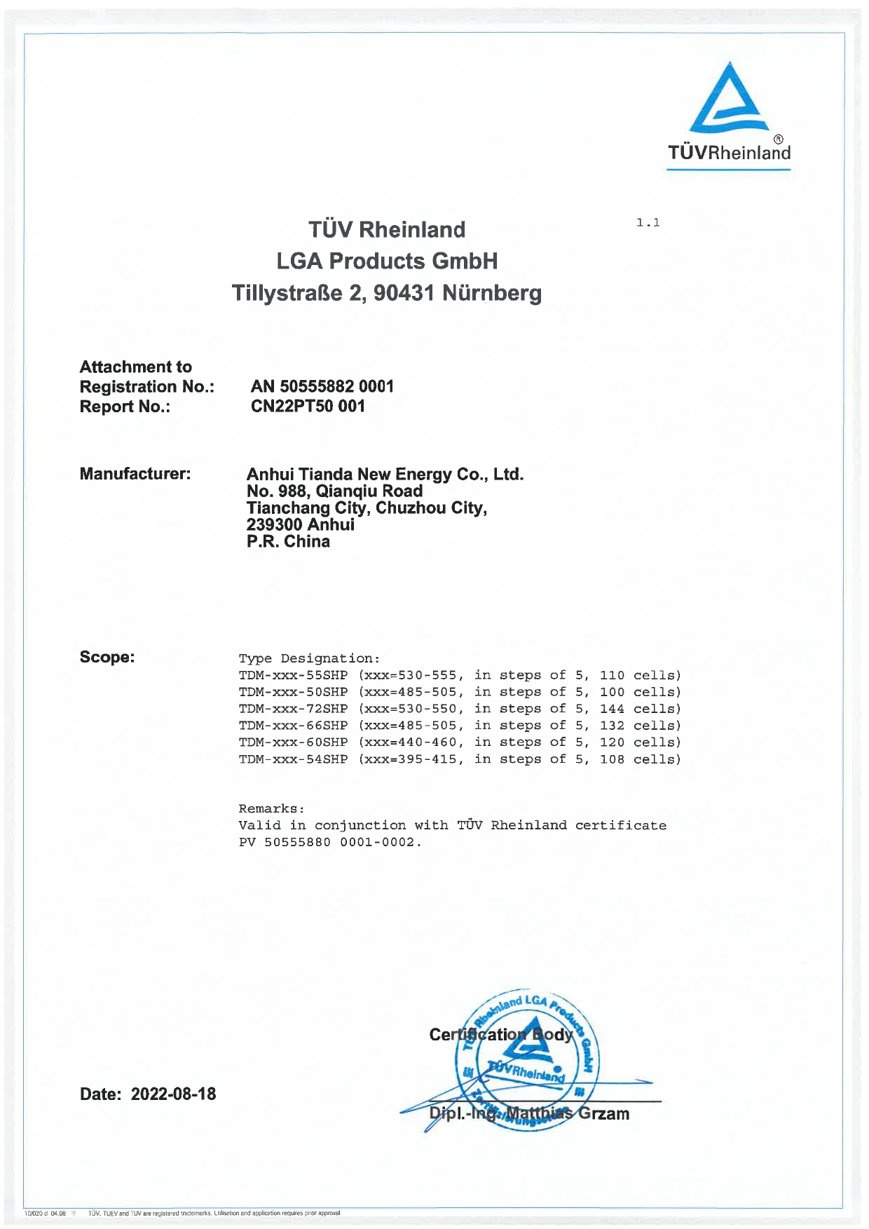 TUV PERC_LGA Products GmbH