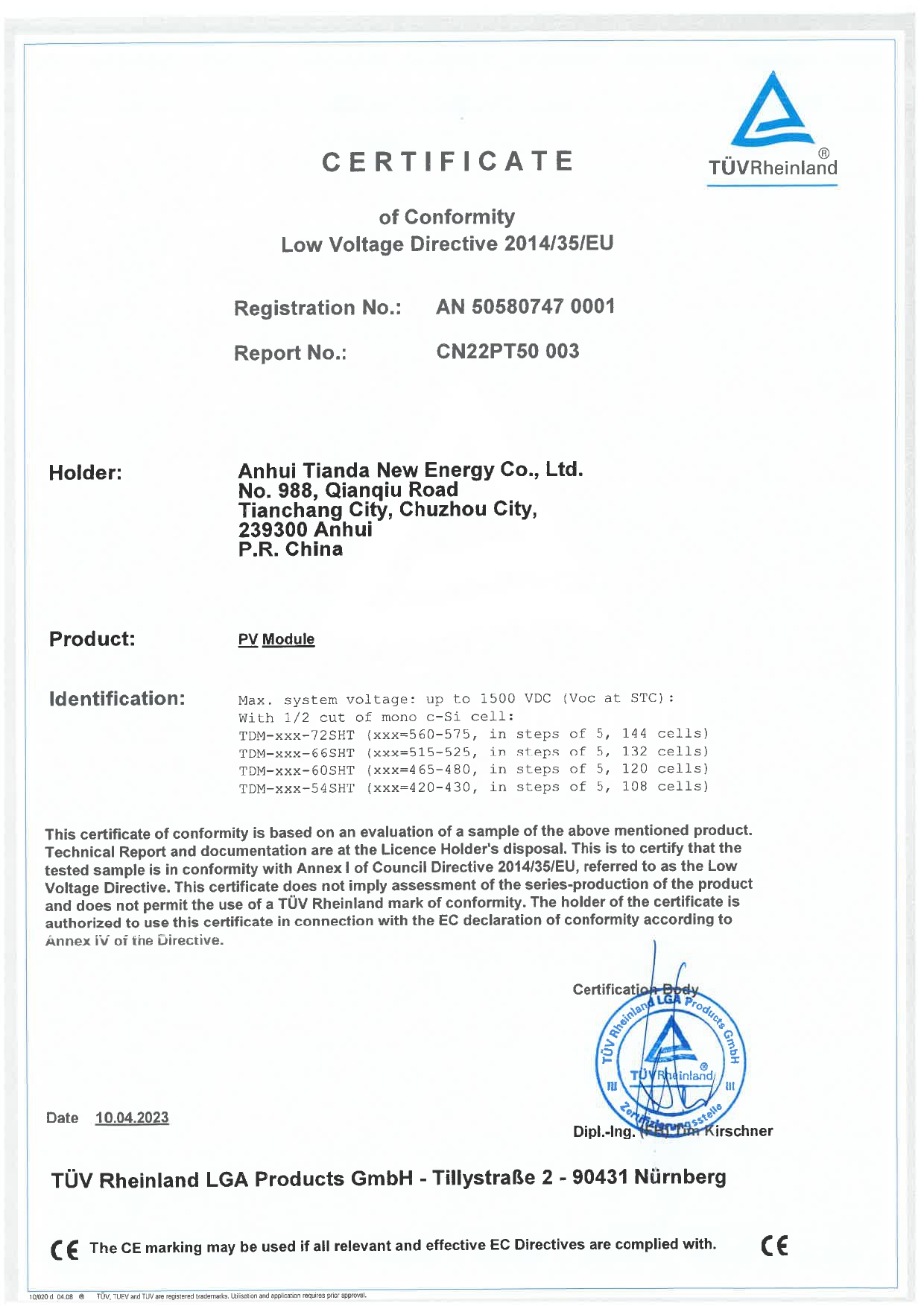TUV TopCon_Low Voltage Directive