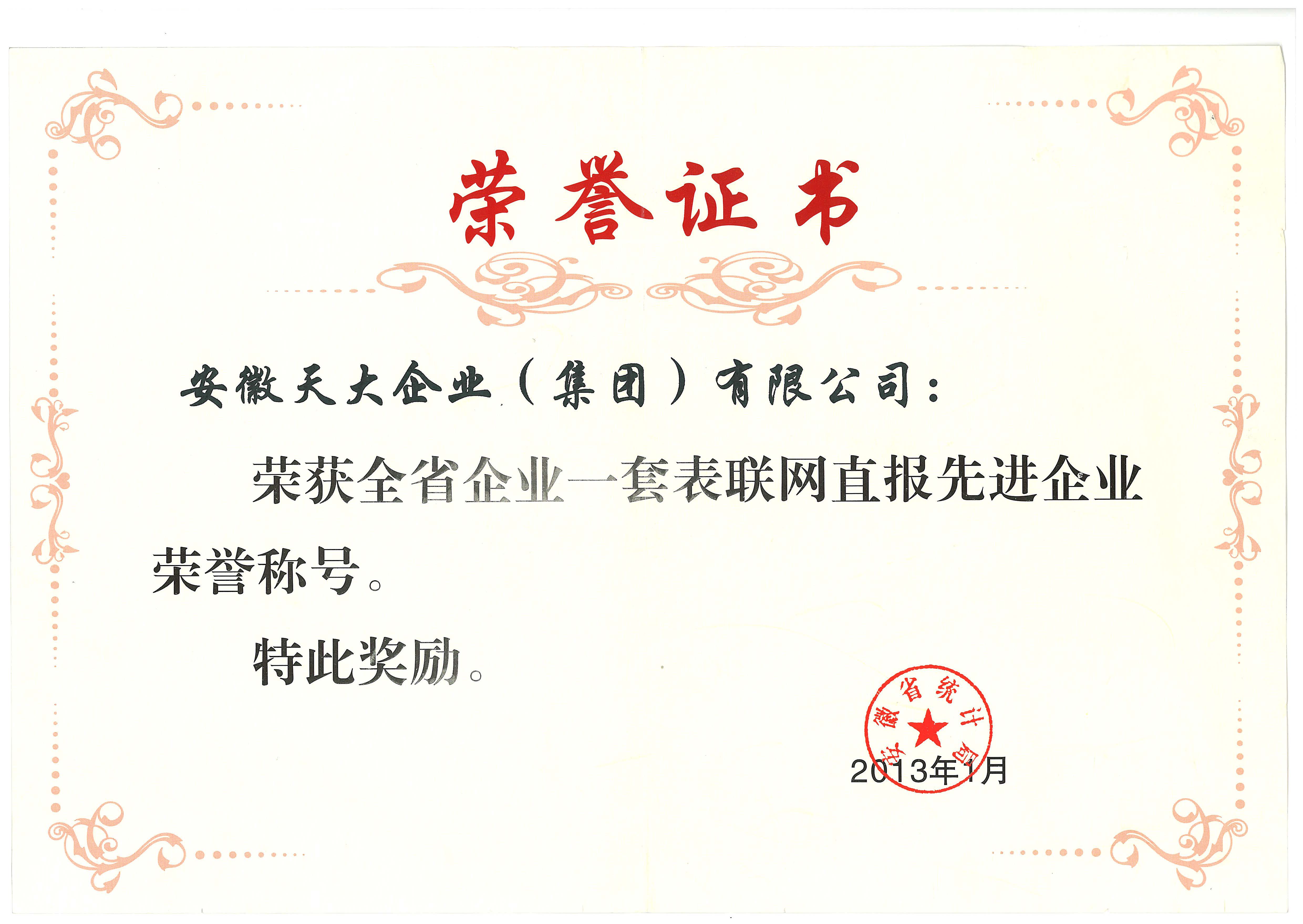 全省企業一套表聯網直報先進企業_2013